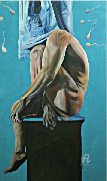 Картина под названием "Shame" - Ahmed Khan, Подлинное произведение искусства, Масло