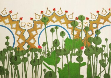 Malerei mit dem Titel "Poppies" von Ahmed Khan, Original-Kunstwerk, Gouache