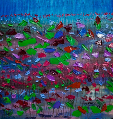 Painting titled "Water lilies" by Ahmed Khan, Original Artwork, Oil