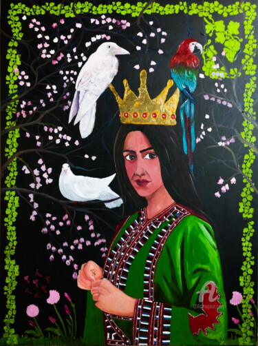 Malerei mit dem Titel "Queen" von Ahmed Khan, Original-Kunstwerk, Acryl