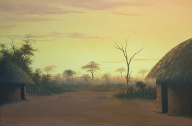 Painting titled "RURAL SUNSET - Bots…" by Dane Willers, Original Artwork, Oil