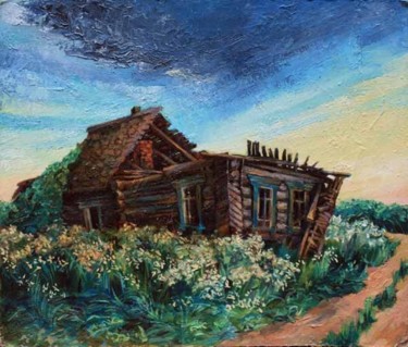 Картина под названием "derelict house" - Irina Danenova, Подлинное произведение искусства, Масло