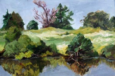 Картина под названием "pond" - Irina Danenova, Подлинное произведение искусства, Масло