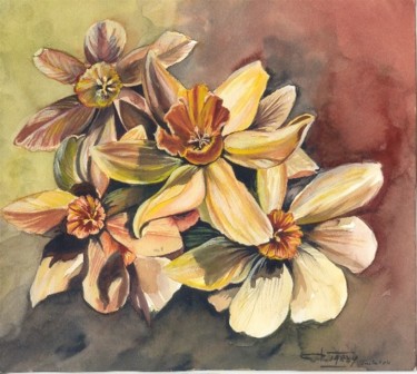 Peinture intitulée "Fleurs" par Daniele Tardy, Œuvre d'art originale, Huile