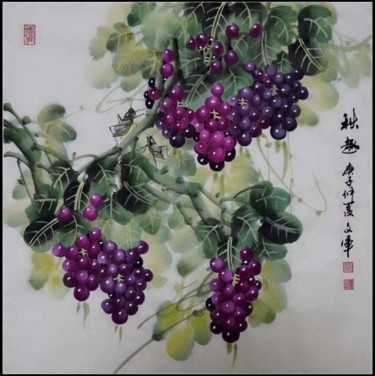 Peinture intitulée "秋趣  autumn fun" par Wenjun Dang Dang Wen Jun, Œuvre d'art originale, Pigments