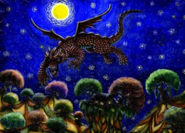 Painting titled "dragon volando" by Dangar, Original Artwork, Other