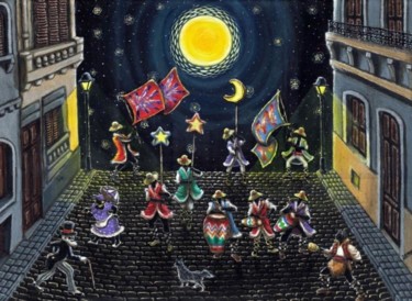 Painting titled "calle de candombe" by Dangar, Original Artwork
