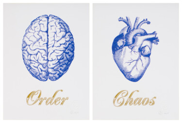 Incisioni, stampe intitolato "Order Chaos Blue Sm…" da Dangerous Minds Artists, Opera d'arte originale, Serigrafia