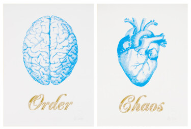 Prenten & gravures getiteld "Order Chaos Cyan Bl…" door Dangerous Minds Artists, Origineel Kunstwerk, Zeefdruk
