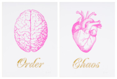 Druckgrafik mit dem Titel "Order Chaos Magenta…" von Dangerous Minds Artists, Original-Kunstwerk, Siebdruck
