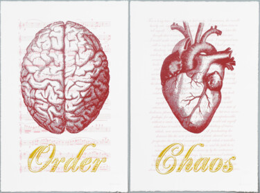 Impressões e gravuras intitulada "Order Chaos Red Scr…" por Dangerous Minds Artists, Obras de arte originais, Serigrafia