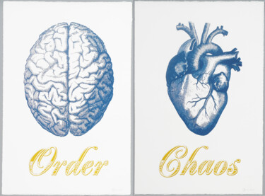 Estampas & grabados titulada "Order Chaos Blue" por Dangerous Minds Artists, Obra de arte original, Serigrafía