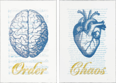 Incisioni, stampe intitolato "Order Chaos Blue Sc…" da Dangerous Minds Artists, Opera d'arte originale, Serigrafia