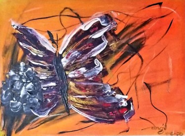 Peinture intitulée "Solitary Butterfly" par Dhan, Œuvre d'art originale, Acrylique