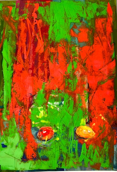 Malerei mit dem Titel "RED GREENS" von Dani Alexsandrova, Original-Kunstwerk, Öl