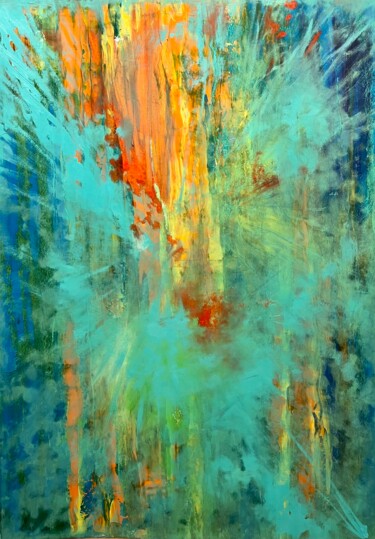 Pittura intitolato "Orange sky" da Dani Alexsandrova, Opera d'arte originale, Olio