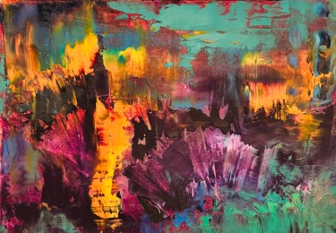 Картина под названием "Purple orange turqu…" - Dani Alexsandrova, Подлинное произведение искусства, Масло