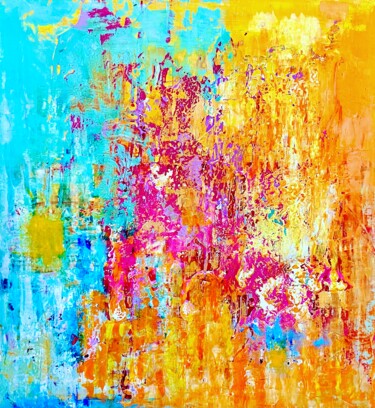 Painting titled "Colourful rain on M…" by Dani Alexsandrova, Original Artwork, Oil