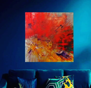 Pintura titulada "Abstract red sky" por Dani Alexsandrova, Obra de arte original, Oleo