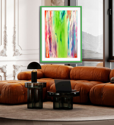 Painting titled "Green abstraction" by Dani Alexsandrova, Original Artwork, Oil
