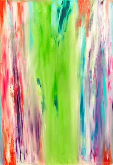 Painting titled "Green abstraction.G…" by Dani Alexsandrova, Original Artwork, Oil