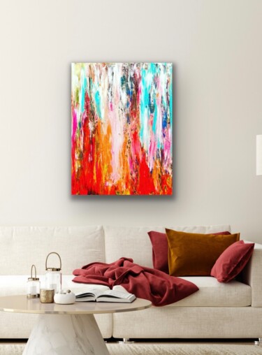Painting titled "Fire Fire. Abstract…" by Dani Alexsandrova, Original Artwork, Acrylic