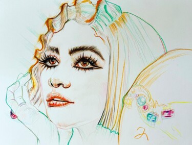 Рисунок под названием "Zenda модная штучка" - Dani Alexsandrova, Подлинное произведение искусства, Цветные карандаши