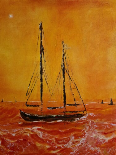 Painting titled "Fanny's boat" by Dani Galerie, Original Artwork, Acrylic
