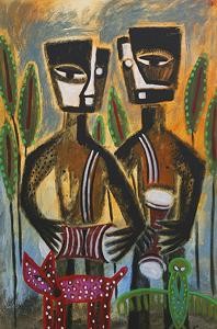 Painting titled "2 Drummers" by Dania Sierra, Original Artwork
