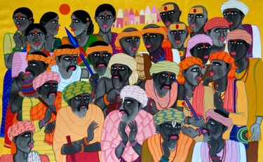 Malerei mit dem Titel "At Pilgrim" von Dhan Prasad, Original-Kunstwerk, Acryl