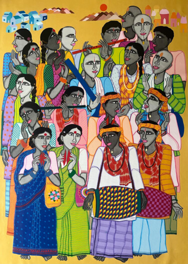 Painting titled "Journey of Joy and…" by Dhan Prasad, Original Artwork, Acrylic