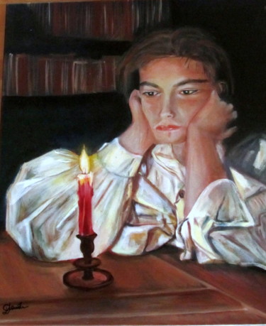 Peinture intitulée "jeune-homme-a-la-bo…" par Danièle Dayer, Œuvre d'art originale