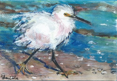Peinture intitulée "heron-neigeux.jpg" par Danièle Dayer, Œuvre d'art originale, Aquarelle