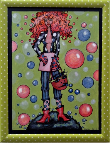 Peinture intitulée "la femme qui bulle.…" par Danie, Œuvre d'art originale, Acrylique
