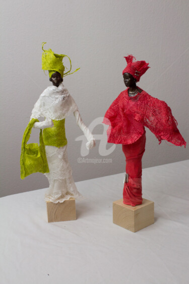 Sculpture titled "Lady Green & Lady O…" by Danie, Original Artwork