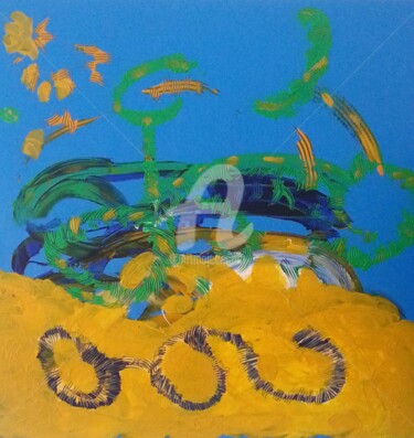 Peinture intitulée "1-le-velo-tournesol…" par Danie, Œuvre d'art originale