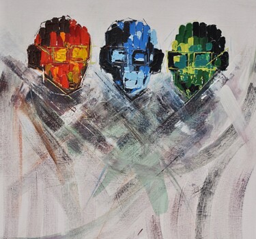 Painting titled "Three wise men" by Daniel Ajayi, Original Artwork, Acrylic