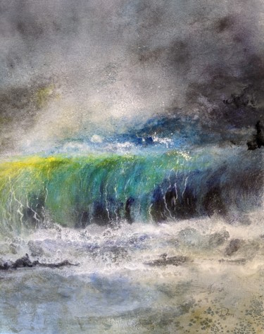 Painting titled "Echappée mer" by Dann / Daniel Aubert, Original Artwork, Oil