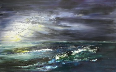 Painting titled "mer-le-soir.jpg" by Dann / Daniel Aubert, Original Artwork