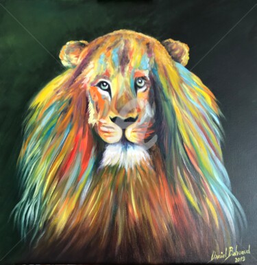Painting titled "la jeune lion  rast…" by Daniel Bahuaud, Original Artwork, Oil