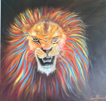 Peinture intitulée "lion rasta adulte a…" par Daniel Bahuaud, Œuvre d'art originale, Huile