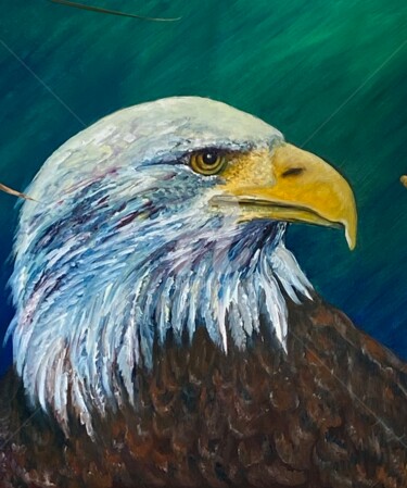 Peinture intitulée "oeil de l'aigle" par Daniel Bahuaud, Œuvre d'art originale, Huile