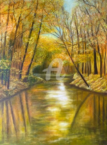 Pintura intitulada "paysage d'automne" por Daniel Bahuaud, Obras de arte originais, Óleo
