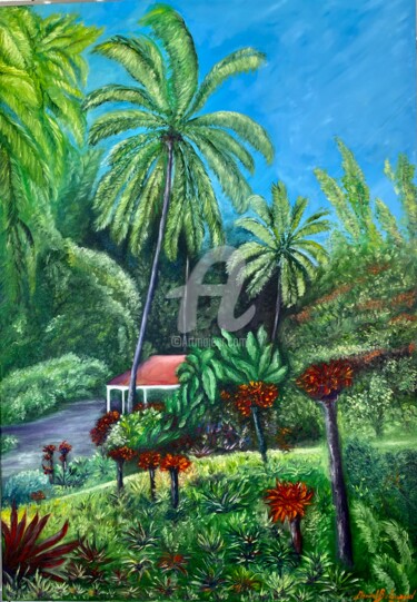 Malerei mit dem Titel "Jardin de Valombreu…" von Daniel Bahuaud, Original-Kunstwerk, Öl