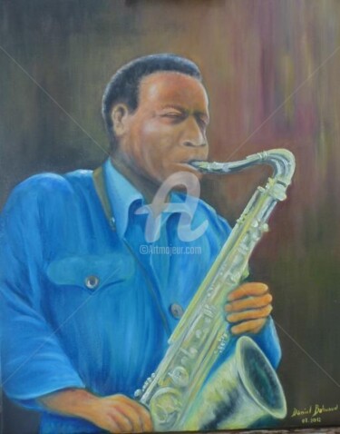 Peinture intitulée "joueur de saxo" par Daniel Bahuaud, Œuvre d'art originale, Huile