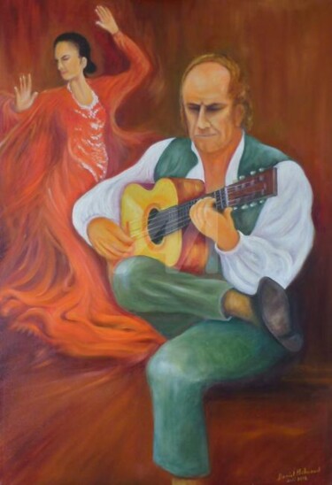 Painting titled "baile flamenco" by Daniel Bahuaud, Original Artwork, Oil