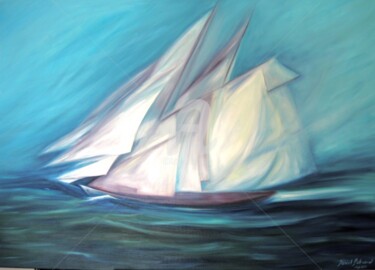 Peinture intitulée "voiles dans le vent…" par Daniel Bahuaud, Œuvre d'art originale, Huile