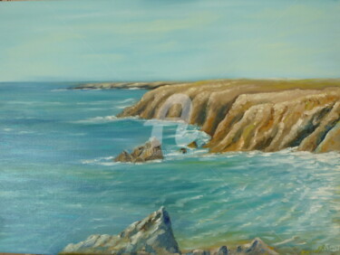 Peinture intitulée "falaises de la côte…" par Daniel Bahuaud, Œuvre d'art originale