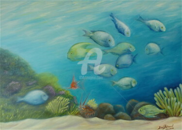 Malerei mit dem Titel "poissons exotiques" von Daniel Bahuaud, Original-Kunstwerk