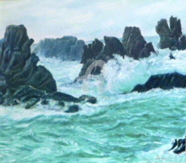 Painting titled "côte sauvage  en Br…" by Daniel Bahuaud, Original Artwork